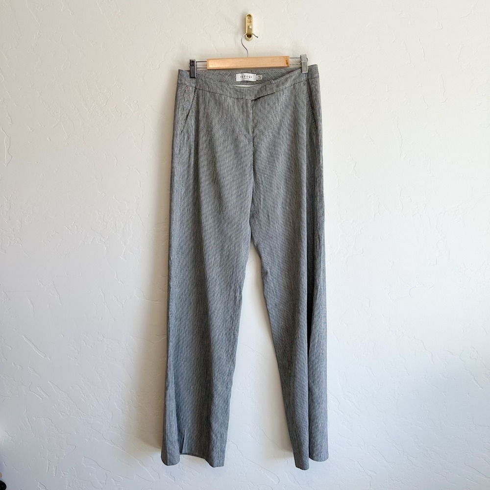 Iris Setlakwe | Pinstripe Linen Blend Wide Leg Trouser Pants in Grey